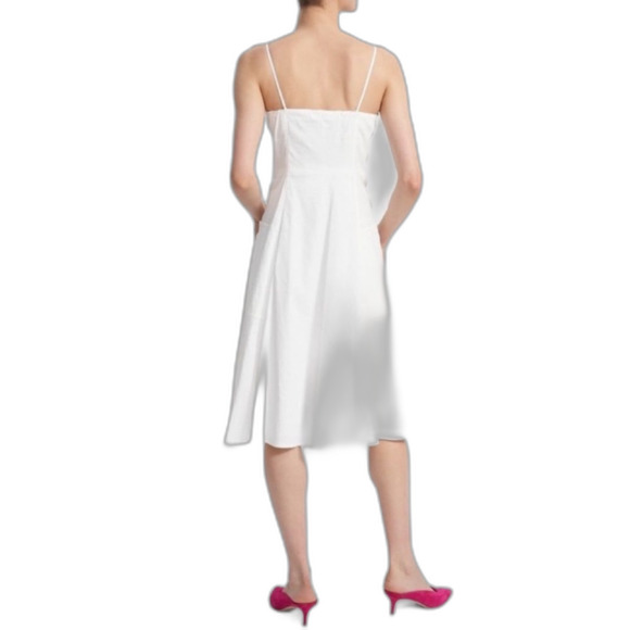THEORY Kayleigh Good Linen Button Front Linen Blend Midi Dress in White. Size 10 - Picture 4 of 8